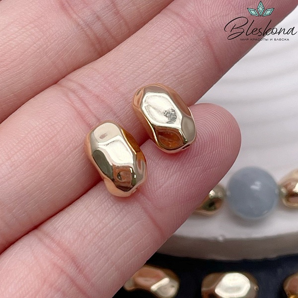 11*7 мм Цвет золото, Бусина крупная фриформ огранка