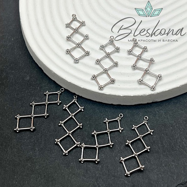 38*13 мм Цвет серебро, Подвеска ромбики 