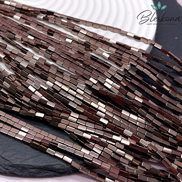 4*2 мм Гематин имитация, коричневый (шоколадный), прямоугольник 