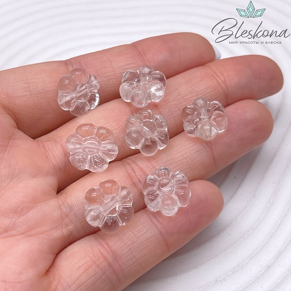 13 мм Резная Бусина Цветок Горный Хрусталь