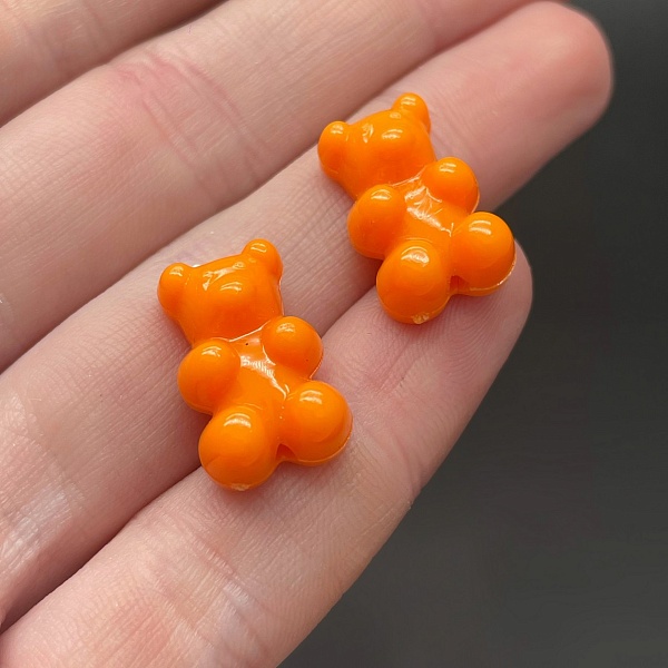 12*18 мм , Бусина Мишка оранжевый №3