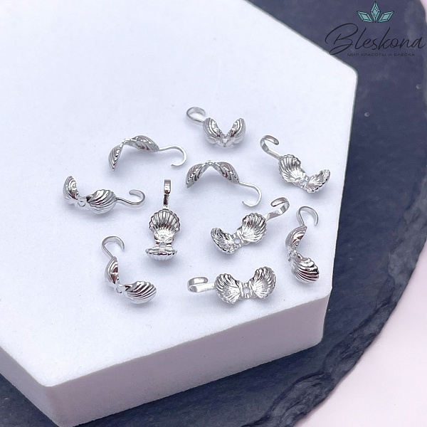 11*5 мм Цвет серебро, Каллоты ракушка уп. 10 шт.