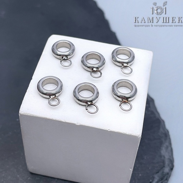 Бейл для подвесок разъеменое колечко, цвет серебро 8,8*3 мм