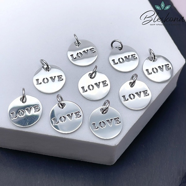 11,5 мм Цвет серебро, Подвеска Love СТАЛЬ