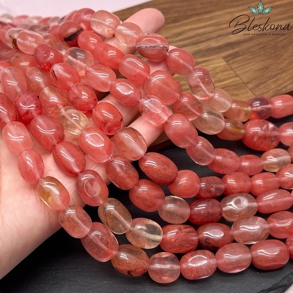 Кварц Вишневый розовый прямоугольник фриформ (14-17)*(11-12) мм