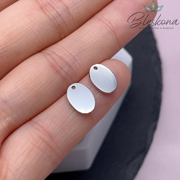 10*7 мм Цвет серебро, Подвеска Овал