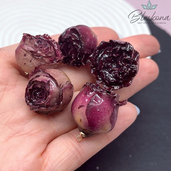 21-26 мм, Цвет золото, Подвеска роза в эпоксидной смоле №10