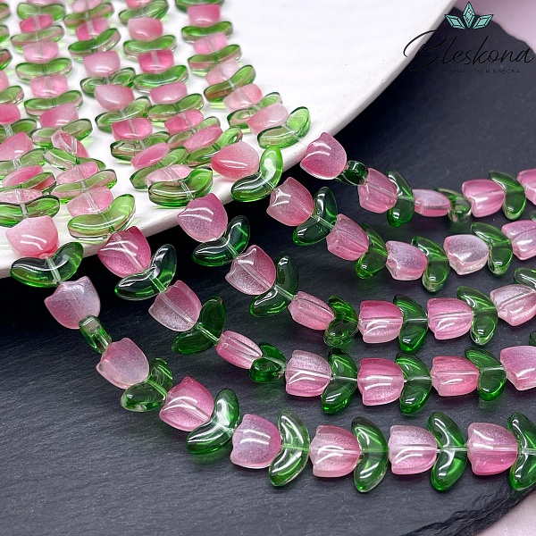 15*13 мм Бусина тюльпан розовый