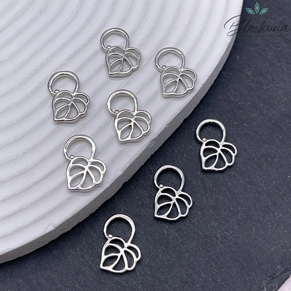 17*12 мм Цвет серебро, Подвеска Лист Монстера