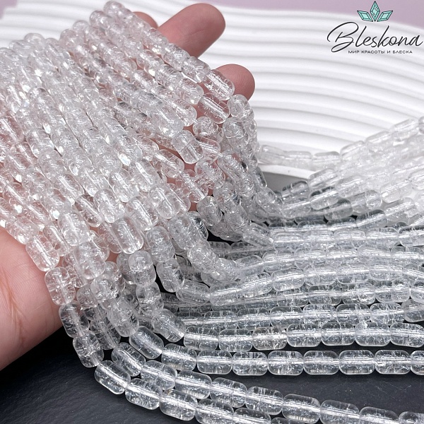 Кварц снежный белый бочата 9*6 мм