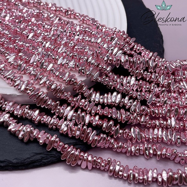 6,5-9 мм Гематин сколы шлифованные, цвет розовый имитация