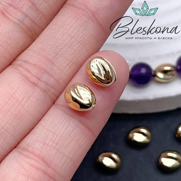 8*6 мм Цвет золото, Бусина фактурная фриформ 