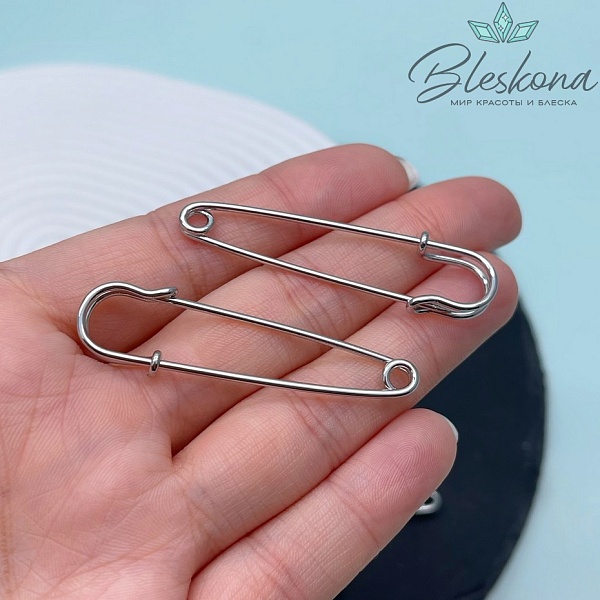 5 см, Цвет серебро, Основа булавка без петелек