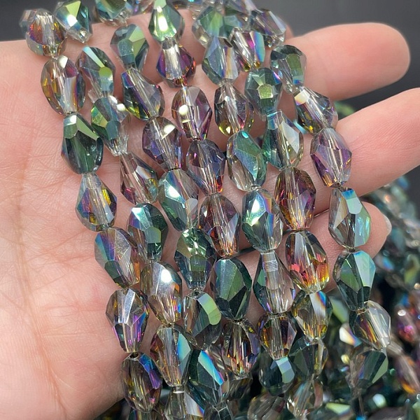 7*11,5 мм Стекло Lux, ракушка, цвет зеленый с фиолетовым переливом