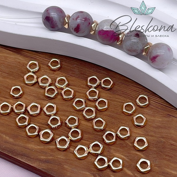 5,5 мм Цвет золото, Бусина-разделитель пятиугольник 