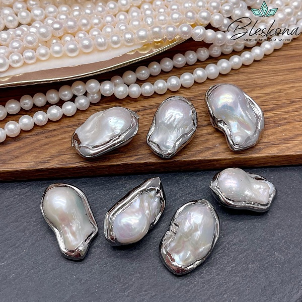 16*26 мм Цвет серебро, Бусина  Жемчуг Барокко 