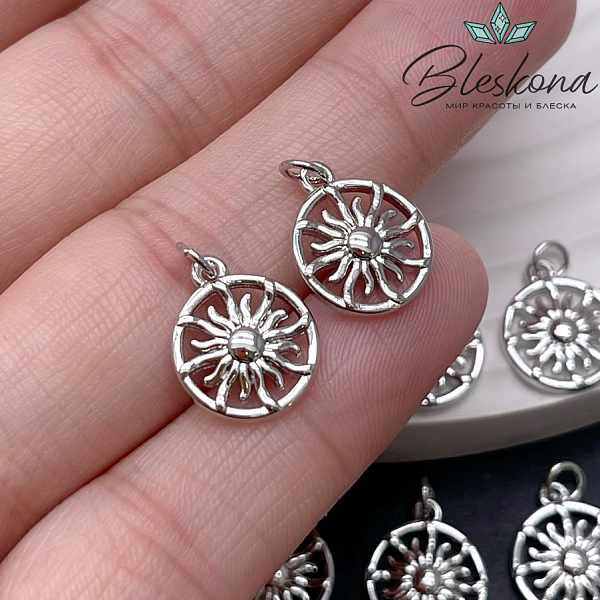 13,8*11,5 мм Цвет серебро, Подвеска Солнце 
