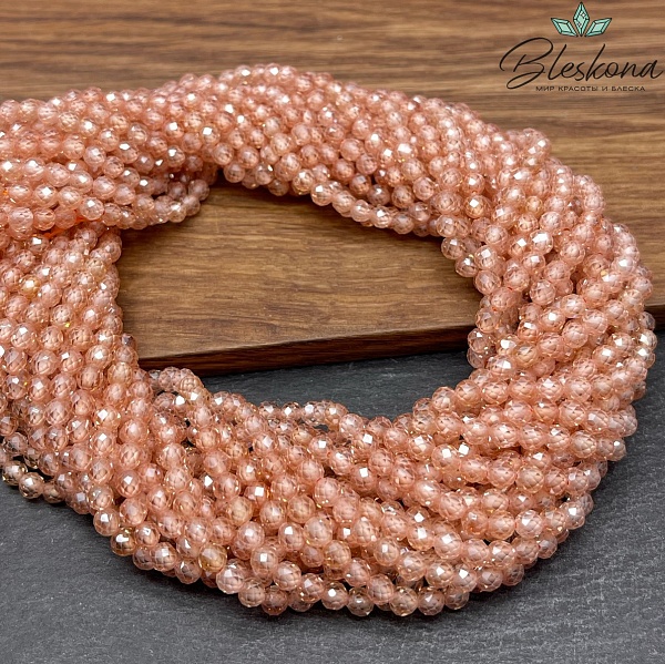 Циркон огранка персиковый 4 мм (кубический цирконий, фианит) 