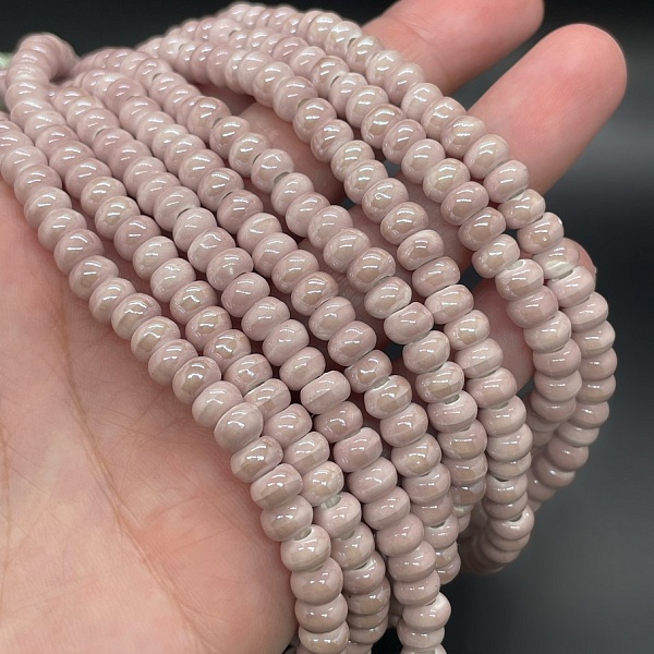 6*4 мм Бусина-разделитель, керамика  цвет пудровый