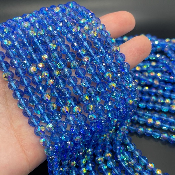 6 мм Стекло Lux, шар, цвет синий с переливом