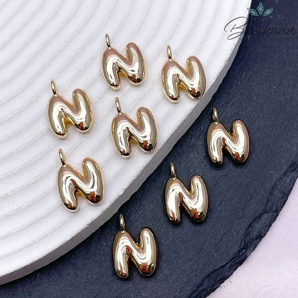 18 мм, Цвет золото, Буква объемная N