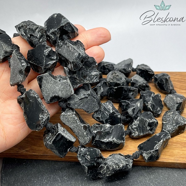 Обсидиан черный (Ледяной) (20-26)*(12-16) мм