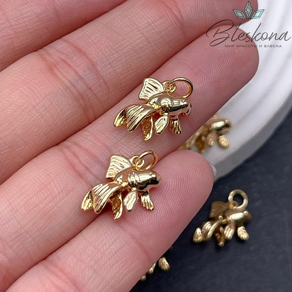 12*15 мм Цвет золото, Подвеска рыбка 