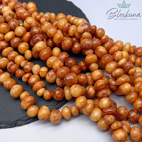 Агат тонированный коричневый галтовка 12-14 мм