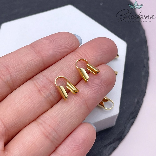 11,5*5 мм Цвет золото, Зажим-Концевик для шнура под вклейку 