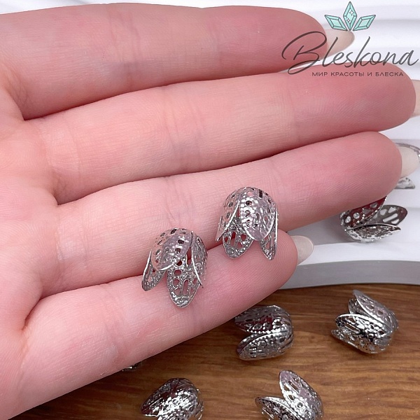 11*9 мм Цвет серебро, Концевик тюльпан