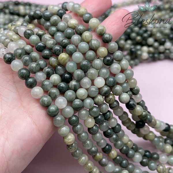 Кварц Рутиловый зеленый 6 мм