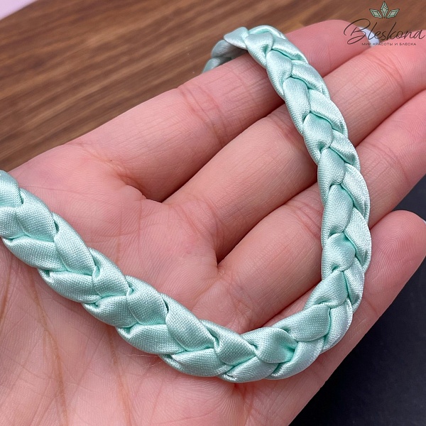 Шнурок косичка под кулон цвет зеленый, серебро 40 см