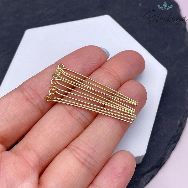 4 см*0,8 мм Цвет золото, Пины петелька жесткие уп. 10 шт.