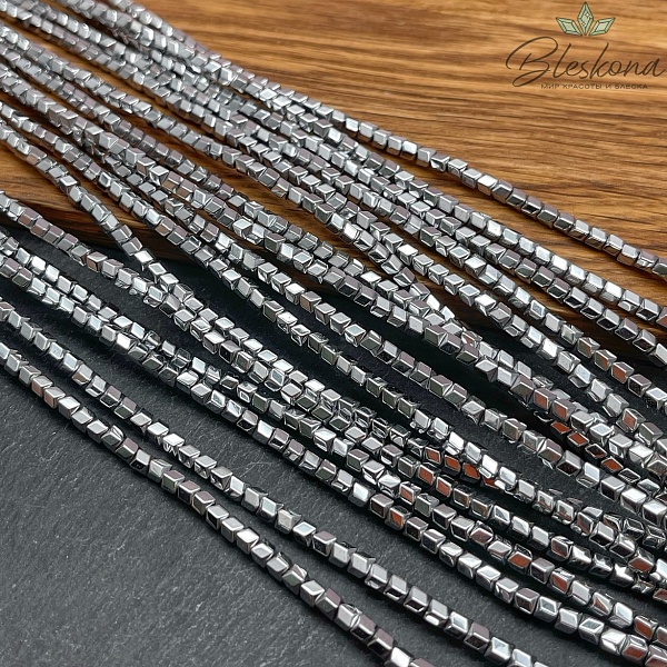 3 мм Гематин имитация, цвет темное серебро, геометрия