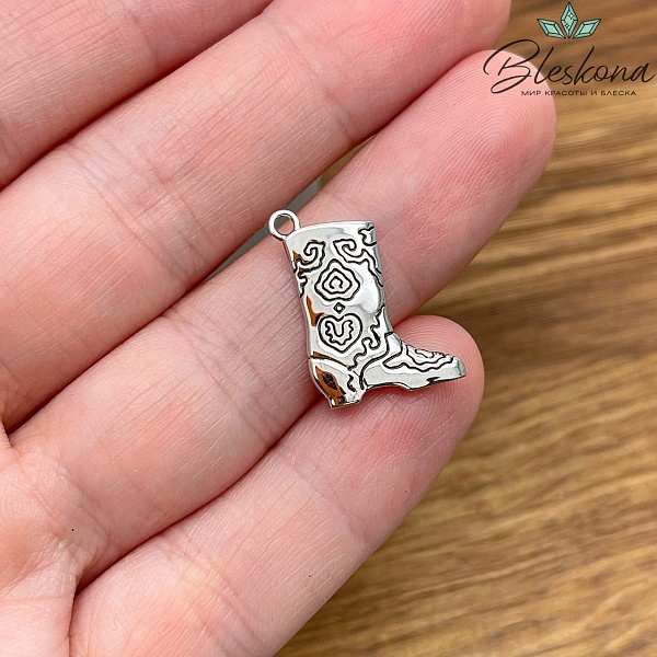 19*13,6 мм Цвет серебро, Подвеска Сапожок Этно