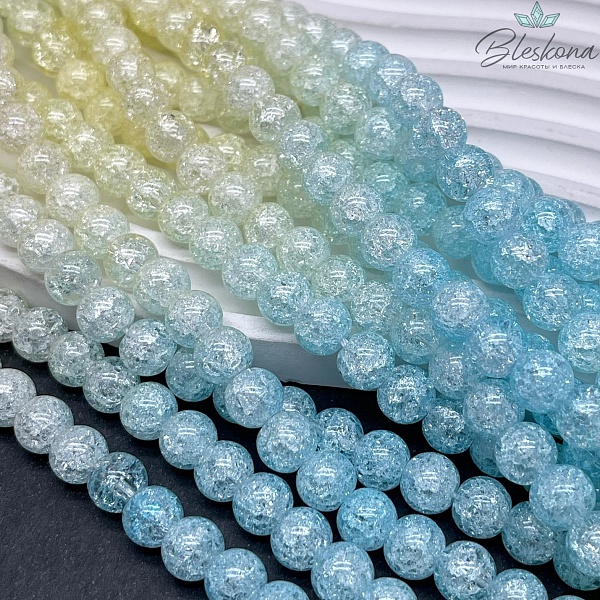 Кварц снежный желто- голубой (имитация) 8 мм