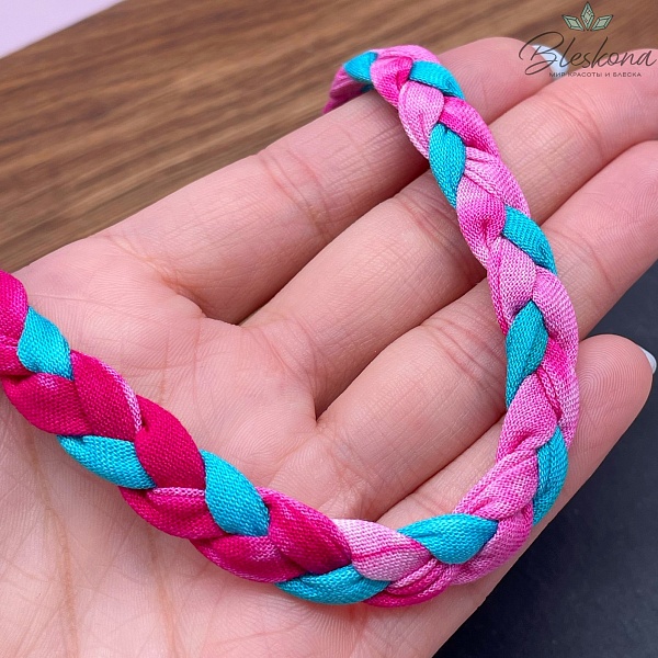 Шнурок косичка под кулон цвет микс №3, серебро 40 см