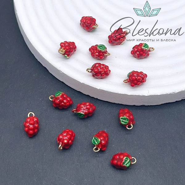 12*7 мм Цвет золото, Подвеска малина эмаль