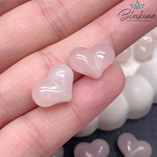 Бусина Сердце Розовый Кварц 11*15 мм  штучно 