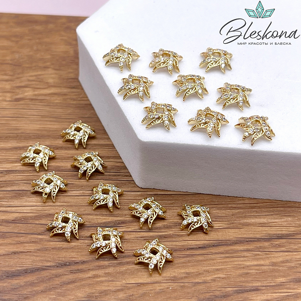 8,8 мм Цвет золото, Шапочка цирконы