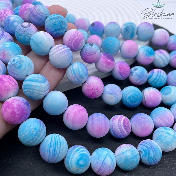 Агат с узором №35 матовый 14 мм