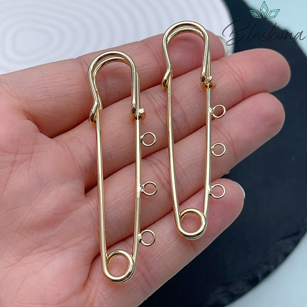 6 см, Цвет золото, Основа булавка 3 кольца