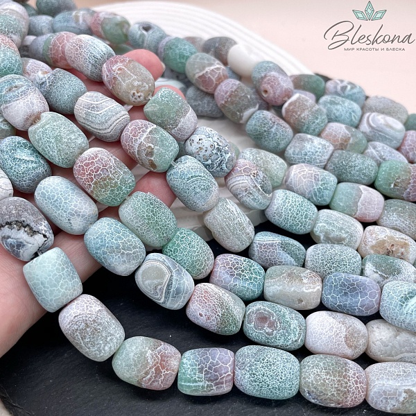 Агат Кракле зеленый бочата 18*13 мм