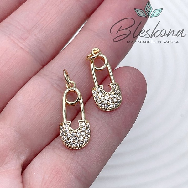 18,5*8 мм Цвет золото, Подвеска Булавка с цирконами