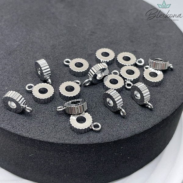 10*2,5 мм Цвет серебро, Бейл резной разъемное кольцо