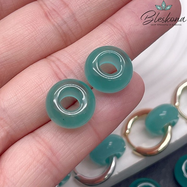 Бублик Кошачий глаз бирюзовый (имитация) 14 мм