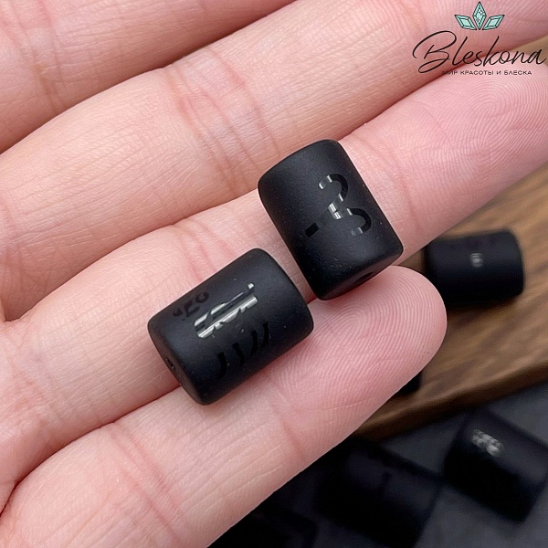 Бусина Знак зодиака Овен, стекло черное матовое 13,5*10 мм