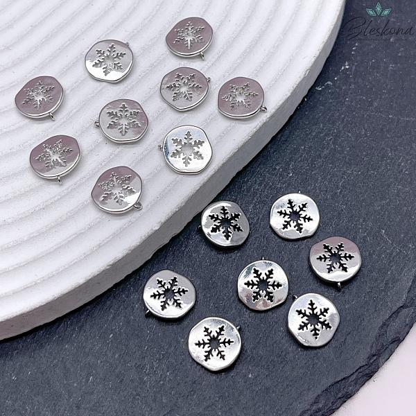 11 мм Цвет серебро, Подвеска Снежинка в круге