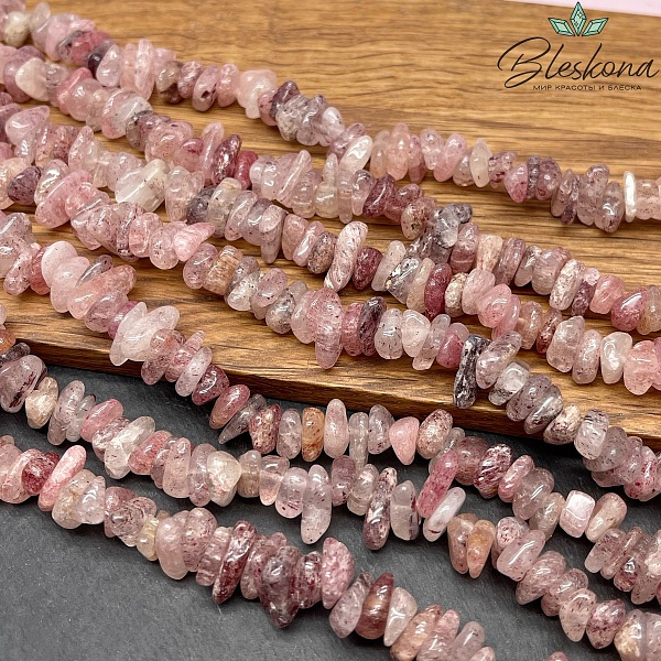 Кварц клубничный сколы шлифованные (2-4)*(10-14) мм