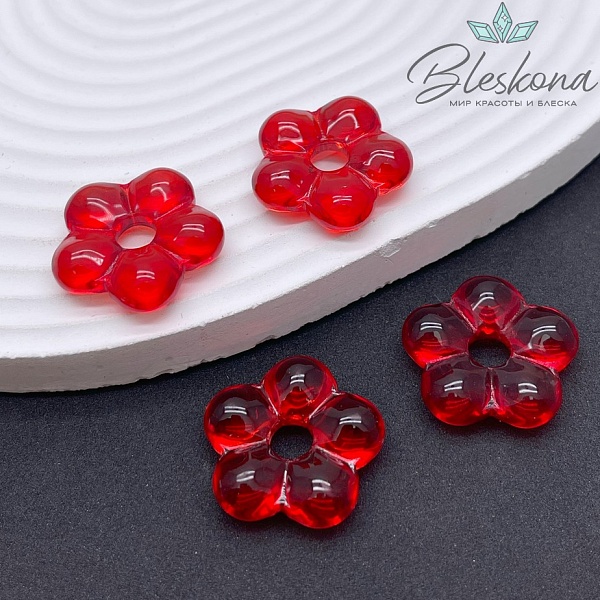 24 мм  Подвеска цветок красный